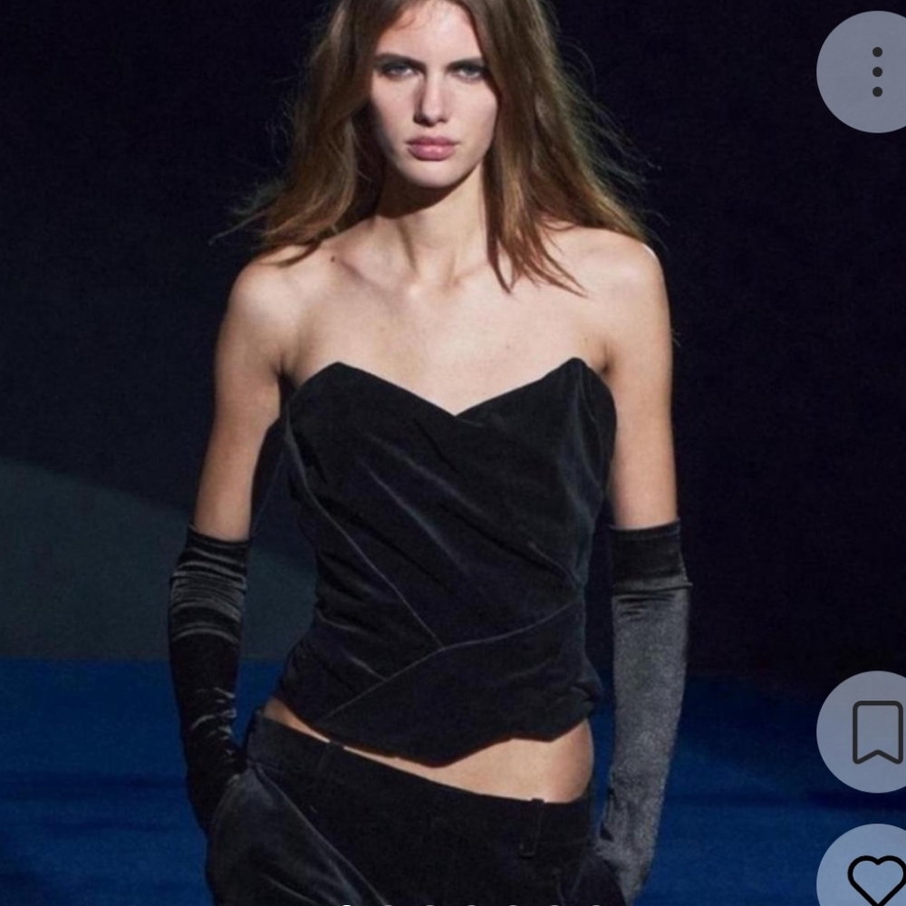 NWT ZARA BLACK STRAPLESS VELVET CORSET TOP ZW COLLECTION